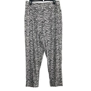 Alfani Linen Blend Zebra Print Pull On Pants Black and White